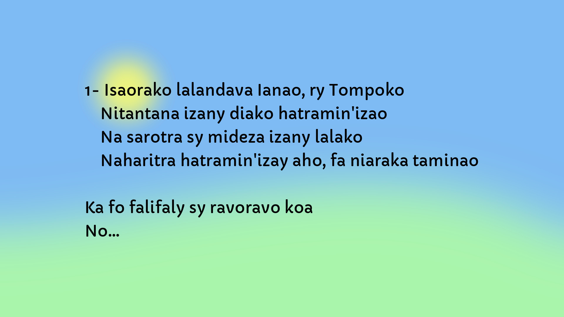 Isaorako Lalandava Ianao Fihirana Katolika Malagasy